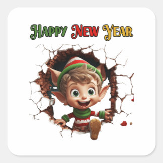 2024 happy new year square sticker