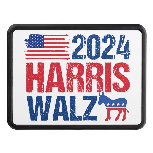 2024 Harris Walz Democrat Donkey Election Hitch Cover (Front)