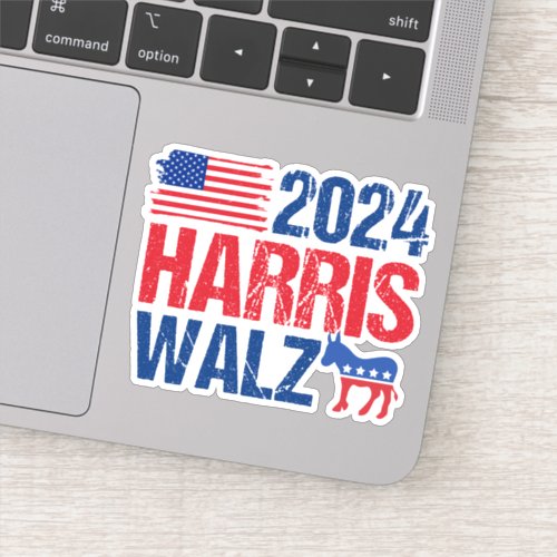 2024 Harris Walz Democrat Donkey Laptop Sticker