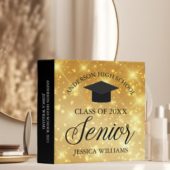 2024 High School Senior Gold Sparkle Custom Album 3 Ring Binder by epicdesigns at Zazzle