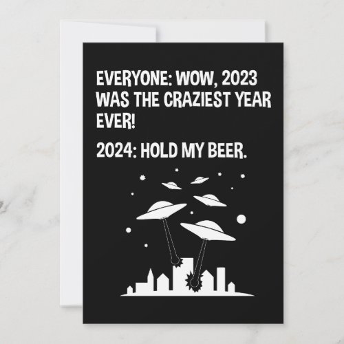 2024 Hold My Beer Funny Alien Invasion Sci_Fi Holiday Card