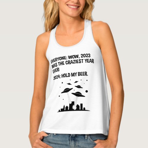 2024 Hold My Beer Funny Alien Invasion Sci_Fi Tank Top