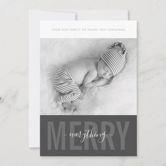 2024 HOLIDAY PHOTO minimalist merry everything Announcement (Front)