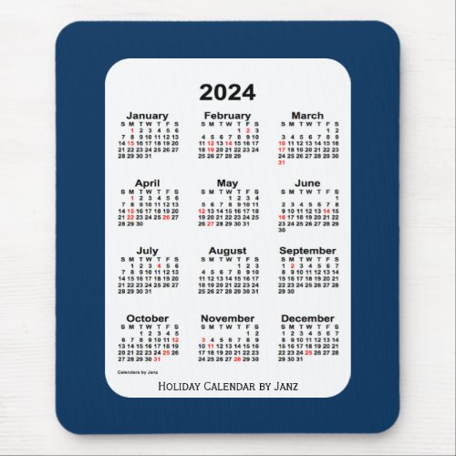 2024 Holiday Police Box Blue Calendar by Janz Mouse Pad