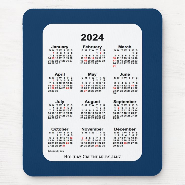 2024 Holiday Police Box Blue Calendar by Janz Mouse Pad | Zazzle