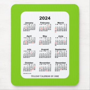 2024 Holiday Yellow Green Calendar by Janz Mouse Pad