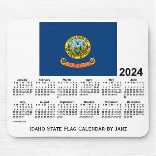 2024 Idaho State Flag Calendar by Janz Mouse Pad