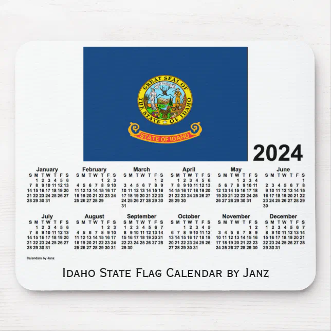 2024 Idaho State Flag Calendar by Janz Mouse Pad Zazzle