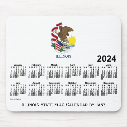 2024 Illinois State Flag Calendar by Janz Mouse Pad