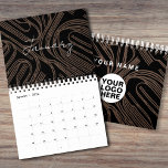 2024 Illustration Calendar Company Logo and Text<br><div class="desc">Modern illustration professional calendar features your logo and company name in white text on black over a modern 2024 calendar on a classic black background. Add your logo and company name. Your logo can be any shape or colour. 6Adesign</div>