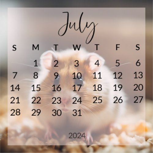 2024 july planner calendar pet photo sticker