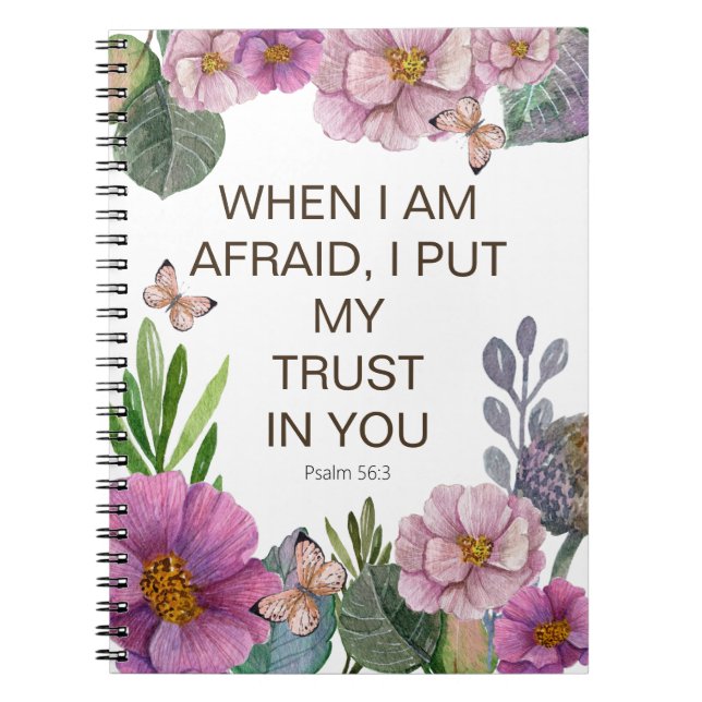 2024 JW Year Text Psalm 56:3 Flower Butterfly Notebook (Front)