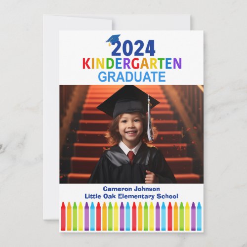 2024 Kindergarten Custom Kids Photo Graduation Announcement