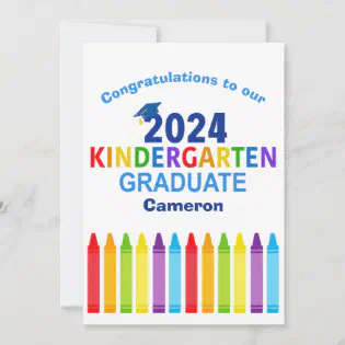 2024 Kindergarten Graduate Custom Cute Graduation Card