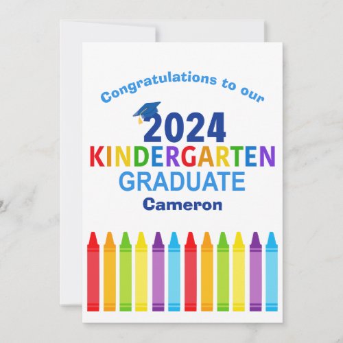 2024 Kindergarten Graduate Custom Cute Graduation Card