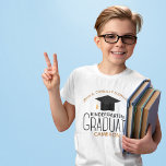 2024 Kindergarten Graduate Custom Graduation Kids T-Shirt<br><div class="desc">This cool custom kindergarten graduation kids t-shirt features chic black typography under a high school or college name for the class of 2024. Customize with your name under the lovely calligraphy that reads graduation for a great kinder graduate keepsake tee. Commemorative shirt gift for kindergartners.</div>