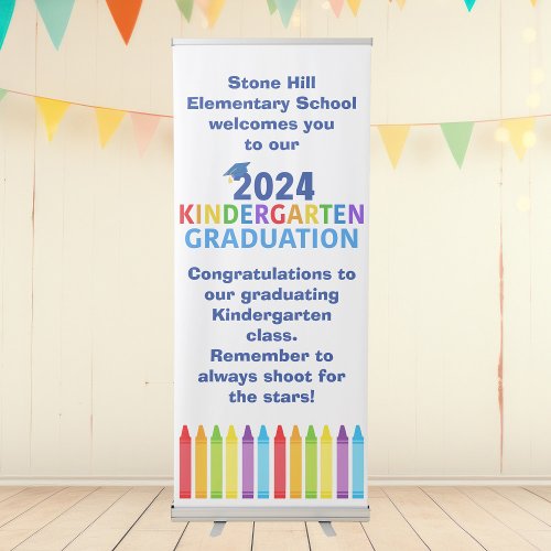 2024 Kindergarten Graduation Crayon Custom School Retractable Banner