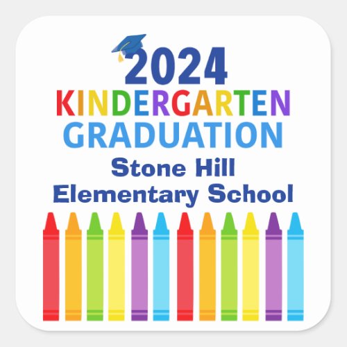 2024 Kindergarten Graduation Custom School Party Square Sticker