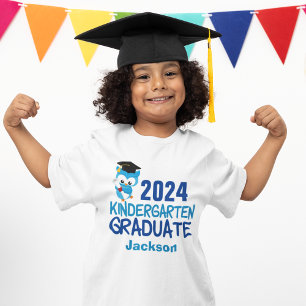 2024 Kindergarten Graduation Cute Blue Owl Kids T-Shirt