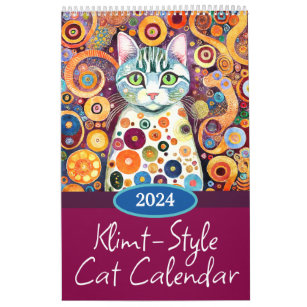 2024 Klimt Style Colorful Cute Cats Calendar