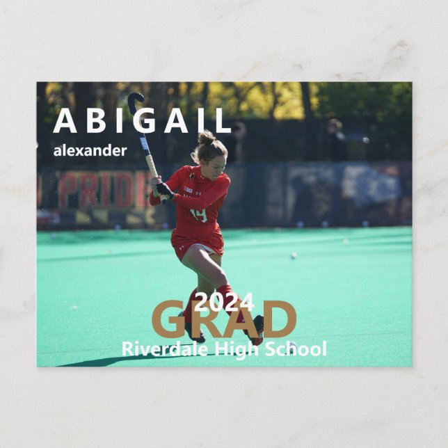 2024 Lacrosse Photo Graduation Announcement Postcard (Front)