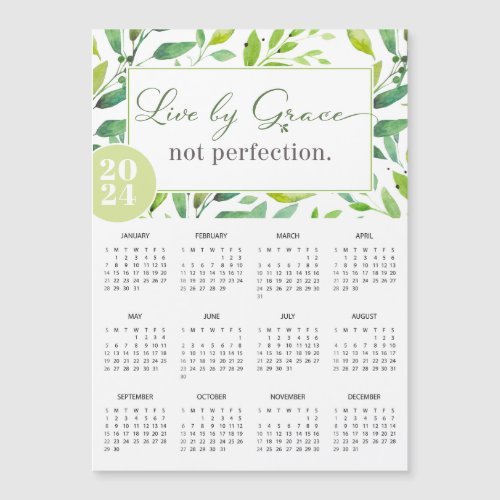 2024 Live by Grace Green Leaves Magnet Calendar