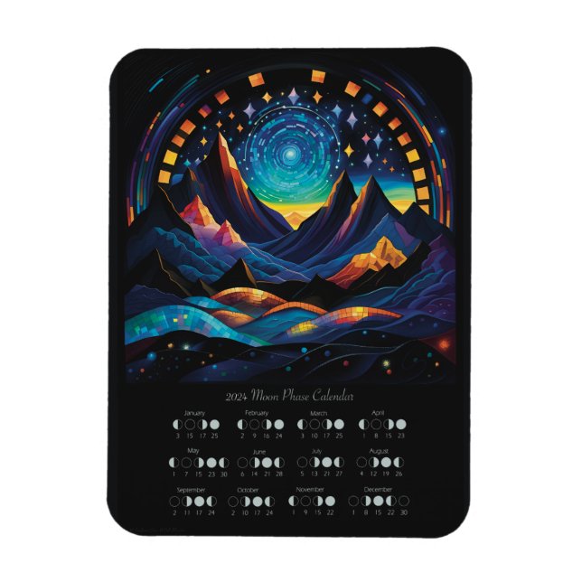 2024 Lunar Calendar Moon Cycle Southern Hemisphere Magnet (Vertical)