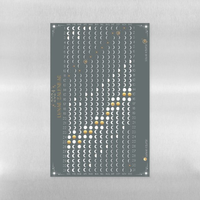 2024 Lunar Calendar Refridgerator Magnet Magnetic Dry Erase Sheet (Vertical)