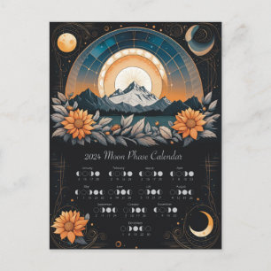 2024 Lunar Cycle Calendar Sunflower Southern Hem Postcard
