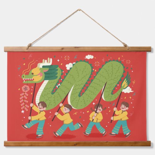2024 Lunar Festive Holiday Parade Dragon  Hanging Tapestry