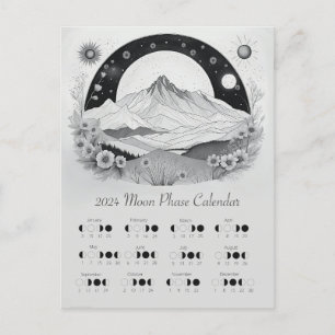 2024 Lunar Phase Moon Cycle Southern Hemisphere Postcard