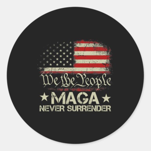 2024 Maga Never Surrender Us American Flag Men Wom Classic Round Sticker