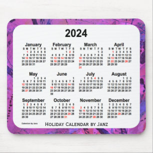 2024 Magenta Holiday Art Calendar by Janz Mouse Pad
