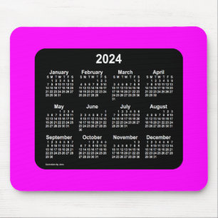 2024 Magenta Neon Two Tone Calendar by Janz Mouse Pad