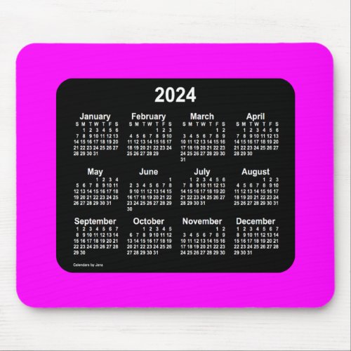 2024 Magenta Neon Two Tone Calendar by Janz Mouse Pad