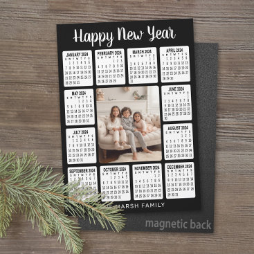 2024 Magentic Calendar Vertical Photo - HNY black