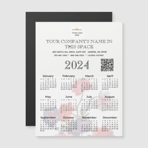 2024 Magnet Calendar Business Name Logo QR Code