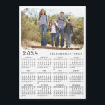 2024 Magnetic Calendar Family Photo White Black<br><div class="desc">This simple minimalist style magnetic 2024 calendar is easy to personalize with your family name and custom photo to create a unique present for your loved ones. The white and black design with a colorful picture looks beautiful and clear and is a practical gift idea. Click "Personalize this template" and...</div>