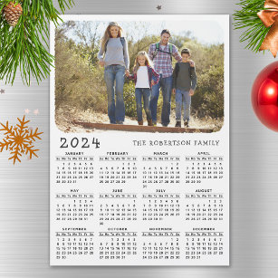2024 Magnetic Calendar Family Photo White Black