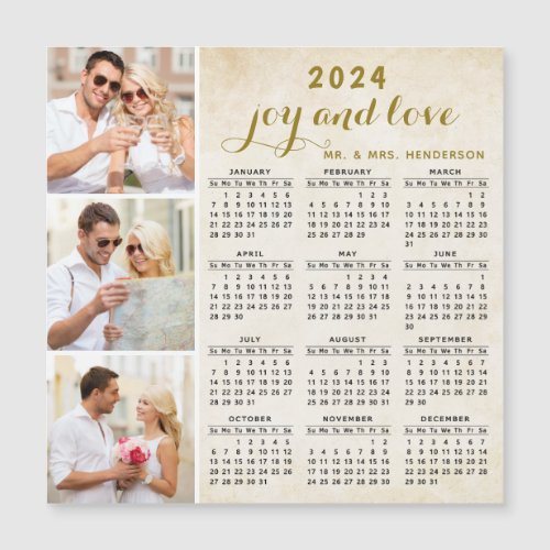 2024 Magnetic Fridge Calendar Custom Photo Beige