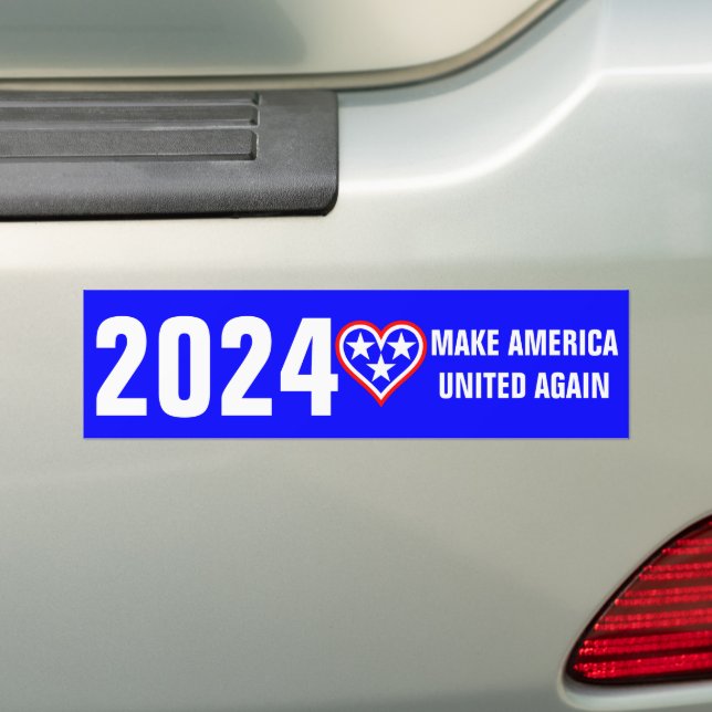 2024 MAKE AMERICA UNITED AGAIN BUMPER STICKER (On Car)