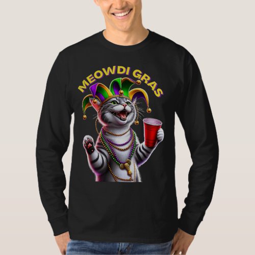 2024 Matching Womans Funny Meowdi Gras Cat Mardi G T_Shirt
