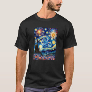 2024 Men Women Kids July 4th Van Gogh Starry Night T-Shirt