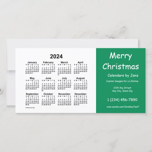 2024 Merry Christmas Calendar by Janz Green Holiday Card