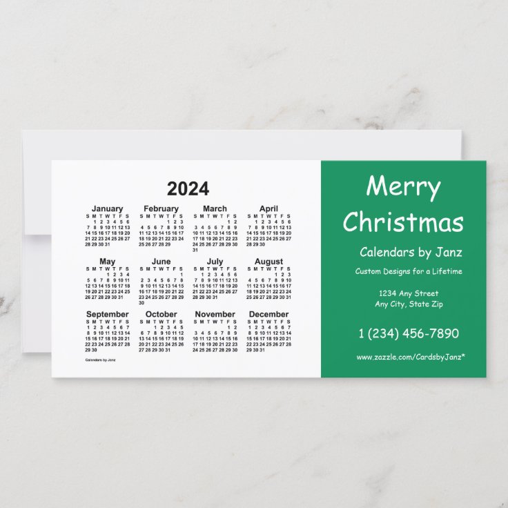 2024 Merry Christmas Calendar by Janz Green Holiday Card Zazzle