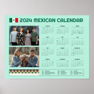 2024 Mexican Calendar   Calendario México Editable Poster