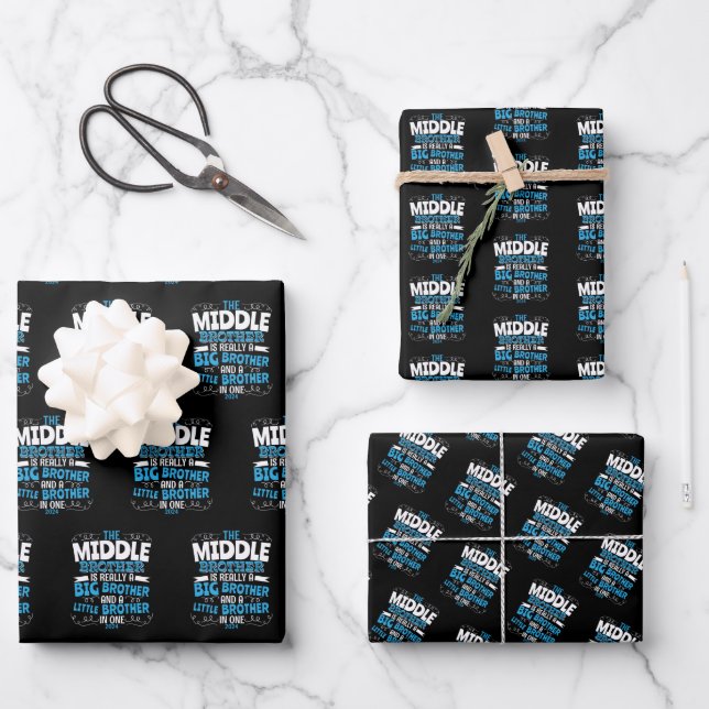 2024 Middle Brother - New Big Brother Wrapping Paper Sheets (Front)