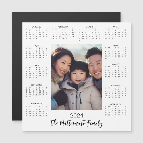 2024 Minimalist Magnet Photo Calendar Holiday Card