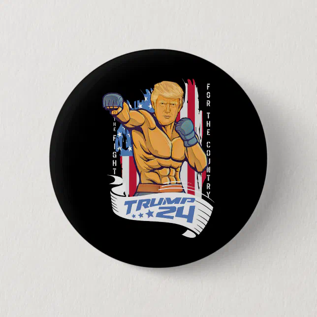 2024 Mma Fighter Style Fight For The Country Gift Button | Zazzle