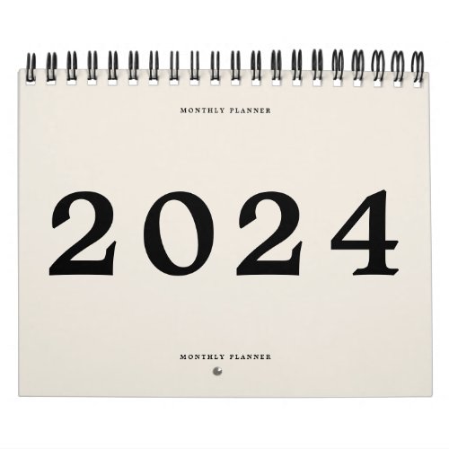 2024 Modern Black Beige American Monthly Planner Calendar